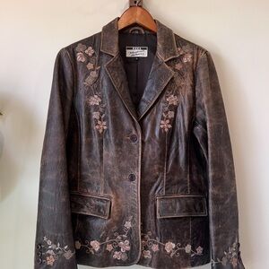Vintage Nordstrom Leather Western Embroidered Blazer / Jacket